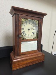 Beautiful Antique Atkins Clock Co. 30-Day Rosewood Shelf Clock
