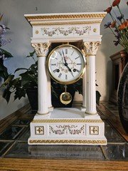 Beautiful German Hermle Empress Josephine 2 Striking Bells Porcelain Shelf Clock