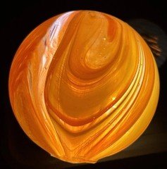 Beautiful Orange Swirl Contemporary Marble Large Size Hand Made Single Pontil