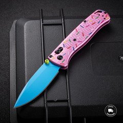 Benchmade 535 Color Folding Knife Blue Blade Pink Handle EDC Pocket Knife