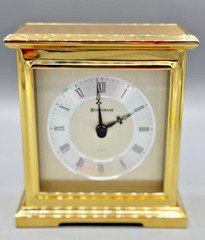 Benchmark Gold-Tone Quartz Desk / Interlude Clock — Vintage, Working