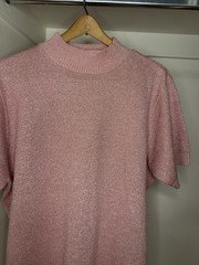 BFA Classics Pink Solid Mock Neck Short Sleeve Knit Pullover Sweater 1X Plus