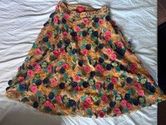 Bhanuni by Jyoti Floral Embroidered Sequin Mesh A-Line Midi Skirt Size 2