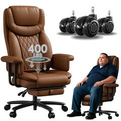 Big and Tall Office Chair 400lbs Computer Desk Chair Upgraded Rubber Wheels