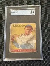 This is a picture showing 1933 Goudey Big League Chewing Gum - R319 Babe Ruth #53 SGC 1