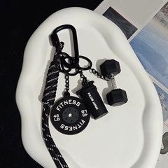Black Fitness Keychain DShaped Buckle Gym Lovers Sports Gift Bag Accessory
