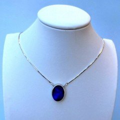 Black Opal Pendant Necklace Royal Blue– Lightning Ridge Black Opal  FREE AU POST