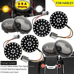 Black Out LED Bullet 1157 Turn Signal Running Lights Insert w/ Lens For Harley