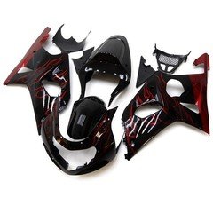 Black Red Flames ABS Injection Fairings Kit for GSXR1000 00-02 K1 K2 Bodywork