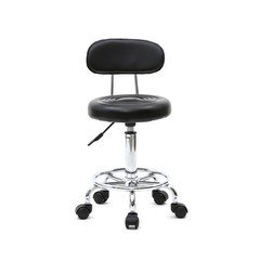 Black Round Shape Adjustable Salon Stool With Back For Barber Hairdressing