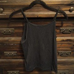 Black Solid Camisole Tank Top Strap Sleeveless Regular Size for Women