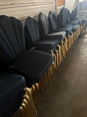 Black/gold frame Padded Stackable Banquet Chairs ~60