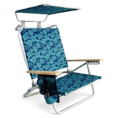 Bliss Hammocks Folding Beach Chair, Backpack Recliner with Canopy, Blue Flower