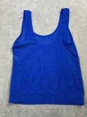 Blue Mesh Camisole Tank Top Womens Small Geometric Stretch Scoop Neck Sleeveless