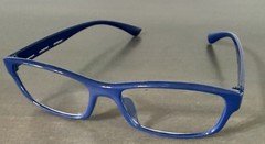 Blue Rectangular Full Rim Plastic Eyeglasses Frames Solid Clear Lenses Unisex