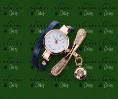 Blue watch bracelet with charm