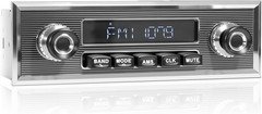 Bluetooth Retro Radio for Classic Vehicles Single Din Vintage Stereo for Car - A