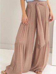 BNWT Hyfve Tie Front Ruched Tiered Pants- Blush Size Medium