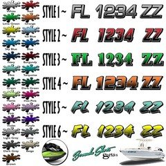 Boat Registration Numbers & Letters 2 Pack 3" x 15" Boat & Jetski  Stickers GRB