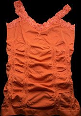 BONGO Coral Orange Lace Trim Cami Top Womens Size S/M Tank Stretch Y2K