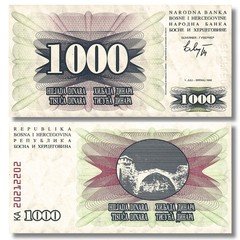 Bosnia and Herzegovina 1,000 Dinara Banknote, 1992, P-15, UNC X 1 PC 🇧🇦