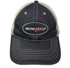 Bowtech Archery Ball Cap Hat Black Beige Mesh Adjustable Hook & Loop Closure NEW