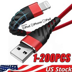 Braided Fast Charger Cable Heavy Duty USB lot Cord For iPhone 14 13 12 11 X XR 8