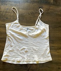 Brandy Melville White Cotton Lace Trim Spaghetti Strap Camisole Tank, One Size