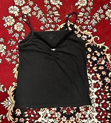 Brandy Melville Women’s Black Solid Camisole Tank Top, Bow, Stretch, Size S