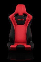 BRAUM Venom Series Sport Seats - Black and Red Cloth (Red Stitching) - Pair