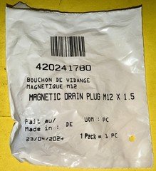 BRP OEM CanAm Spyder magneto drain plug m12x1.5 420241780 new