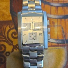 Bulova Men's Rectangle Stainless Steel Quartz Chronograph Date Watch Silver Dial