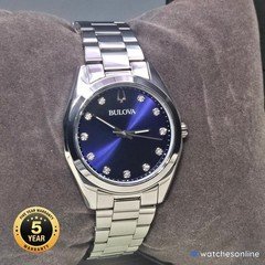 Bulova Surveyor Women's Diamond Blue Dial Stainless Steel Watch 96P229 Display