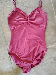 Burgundy Spaghetti Strapped v-neck Ballet Leotard womens size Large 