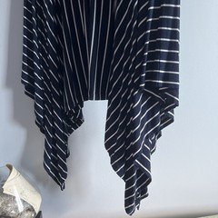 Cabi Womens Blue Elastic Waist Asymmetric Hem Striped Flare Skirt Size M