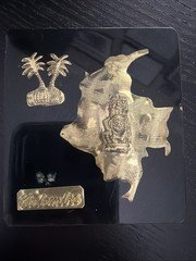 Calima Gold Style Colombia Paperweight With Genuine Emeralds
