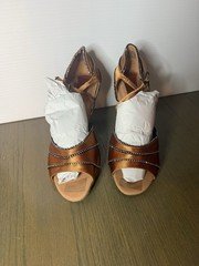 Capezio Ballroom Brown Satin And Swarovski Crystals 7M BR429R