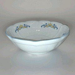 Capodimonte Bowl Serving Ceramic White Blue Yellow Design Italy Centerpiece 