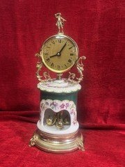 Capodimonte Porcelain Clock Rich Floral Bouquet And Ormolu Filigree Decoration