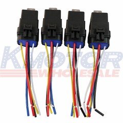Car Auto 5 Pin&Wire Relay Plug Socket 4pcs Heavy Duty Waterproof Auto 12V 40 amp