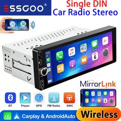 Car Radio For Apple Carplay Android Single 1 Din Touch Screen Stereo Bluetooth