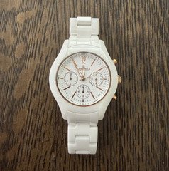 Caravelle New York Women's White Ceramic Quartz Chronograph Bracelet Watch