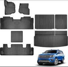 Cargo Mat Backrest Liner Floor Mat 7 Seats For 2018-2024 Ford Expedition