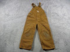 Carhartt Bib Overalls Youth 5 Brown Canvas Double Knee Pockets Workwear Winter