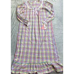 Carole Flannel Nightgown Medium NWT Pastel Gingham Plaid Cottagecore USA Vintage