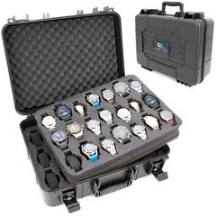 Casematix 42 Slot Watch Box Display Case – Travel Watch Storage with Foam Insert