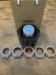 Casio G-SHOCK Analog-Digital Blue Dial Clear Resin Band 200m Quartz 45mm