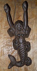 Cast Iron Antique Style Nautical MERMAID Door Stop Boot Jack Brown Finish 