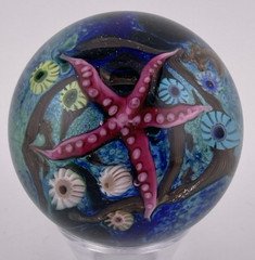 Cathy Richardson Signed 2005 Starfish/Reef W/Aventurine Marble 1.8"