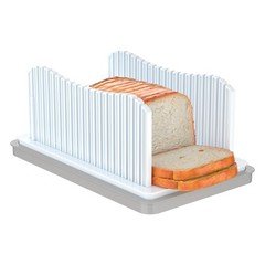 CAWIU Bread Slicer for Homemade Bread, Foldable Cutter with Crumb White